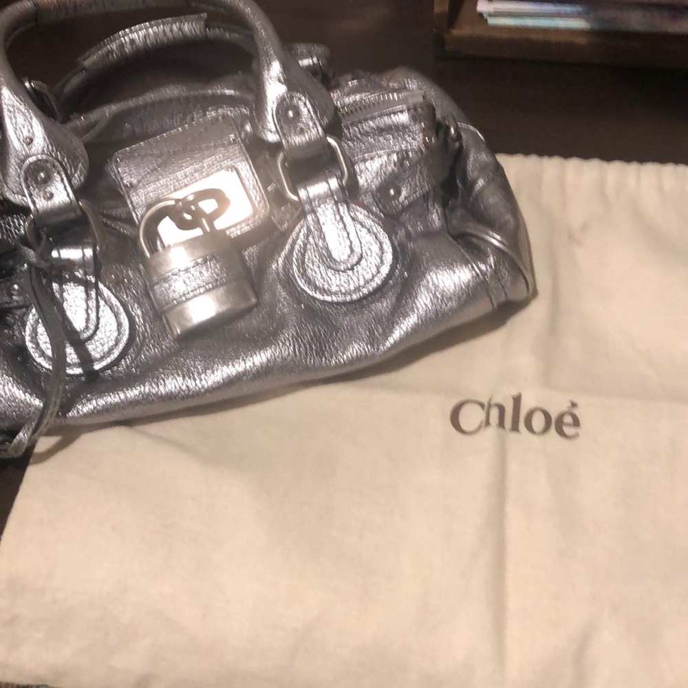 Chloe paddington silver leather bag